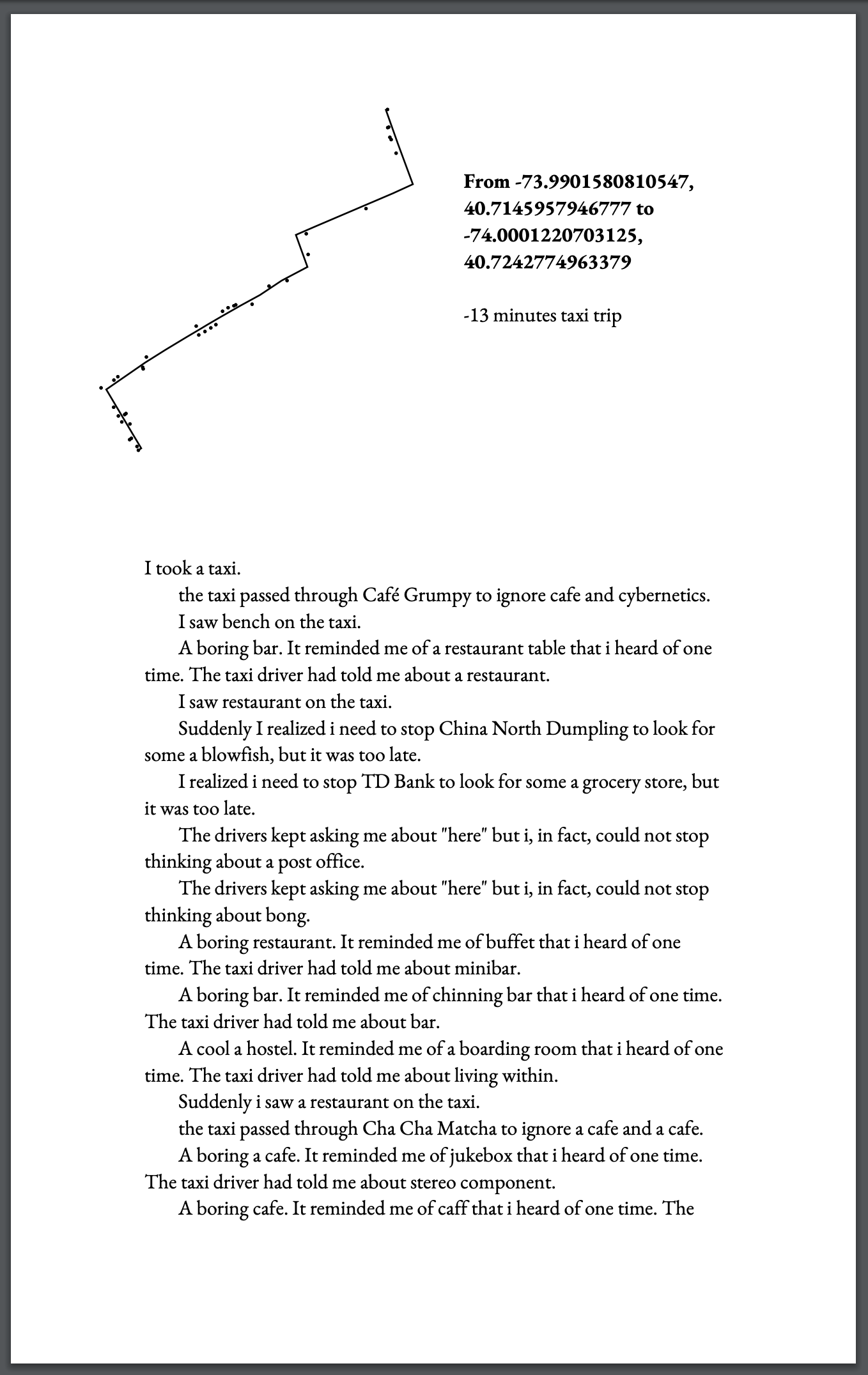 screenshot of generated fiction