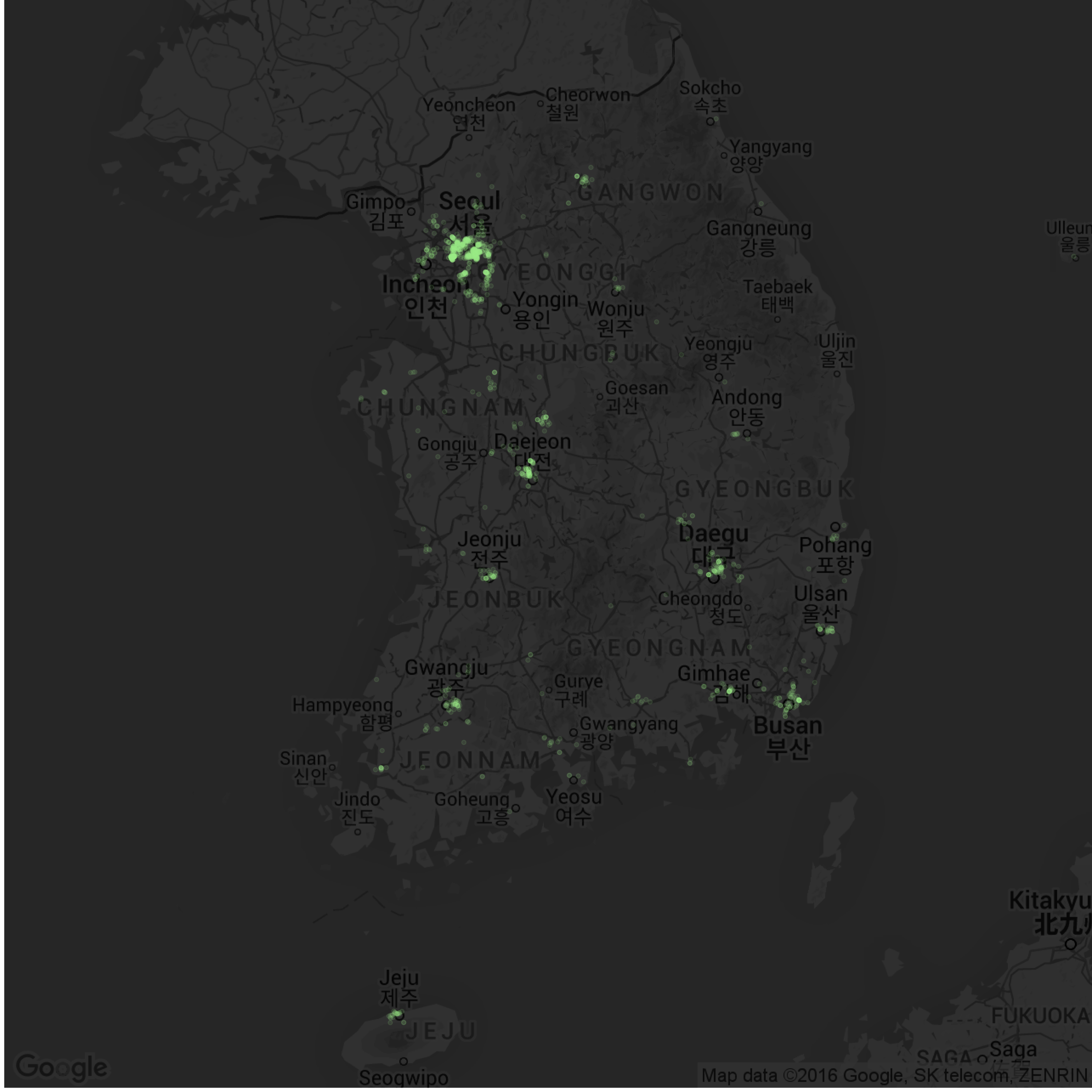 map of all companies in the dataset