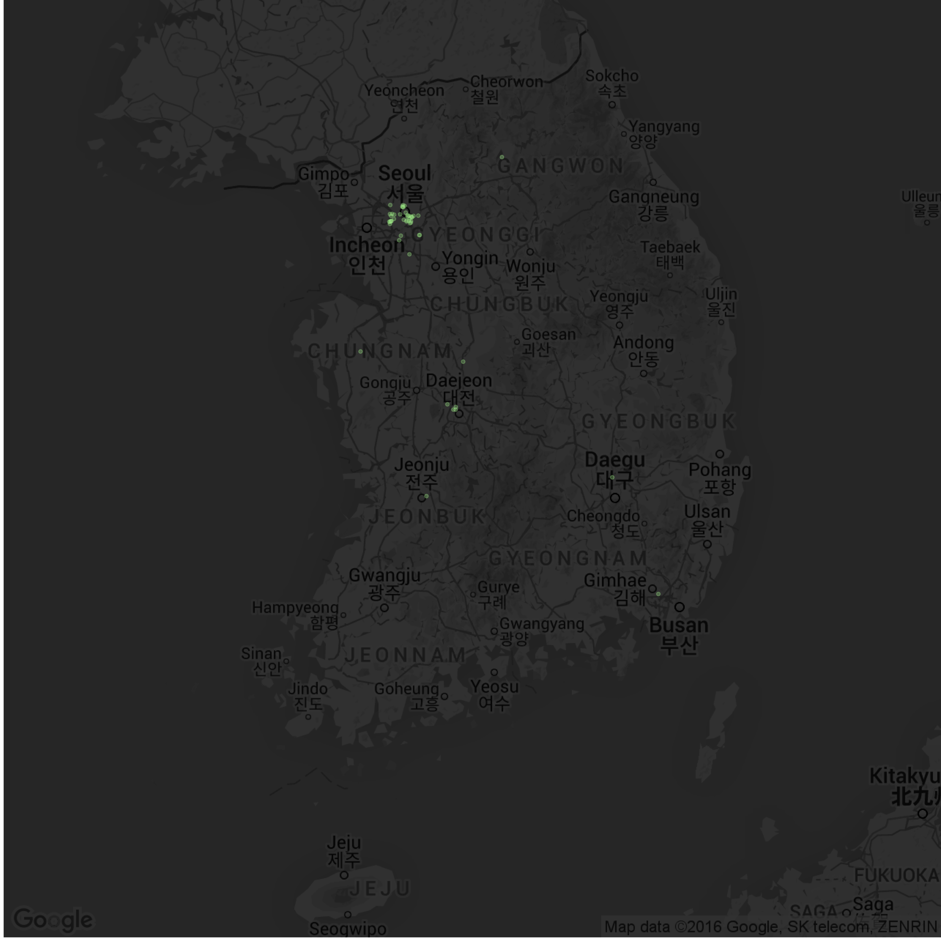 map of the top 50 grossing companies in the dataset